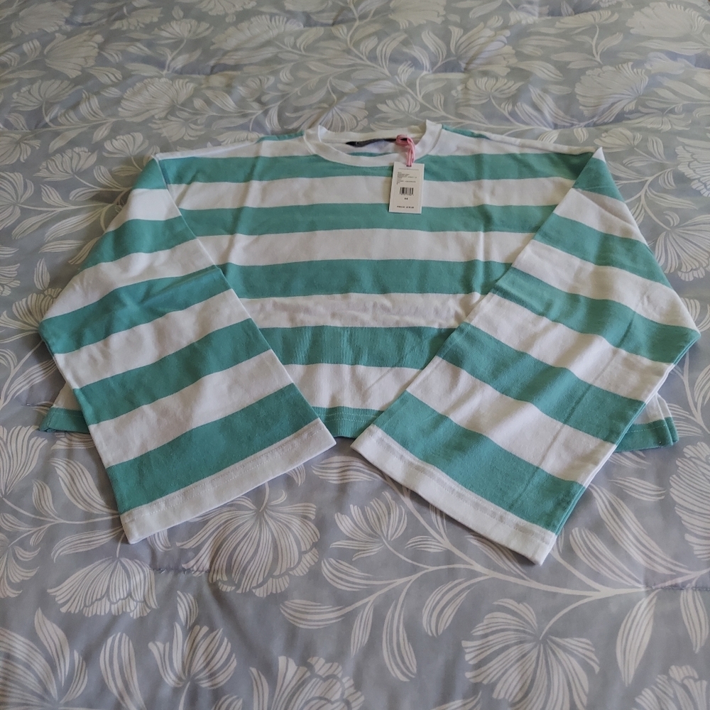 Vineyard Vines Womens midweight rugby stripe boxy long sleeve crew NWT size M
